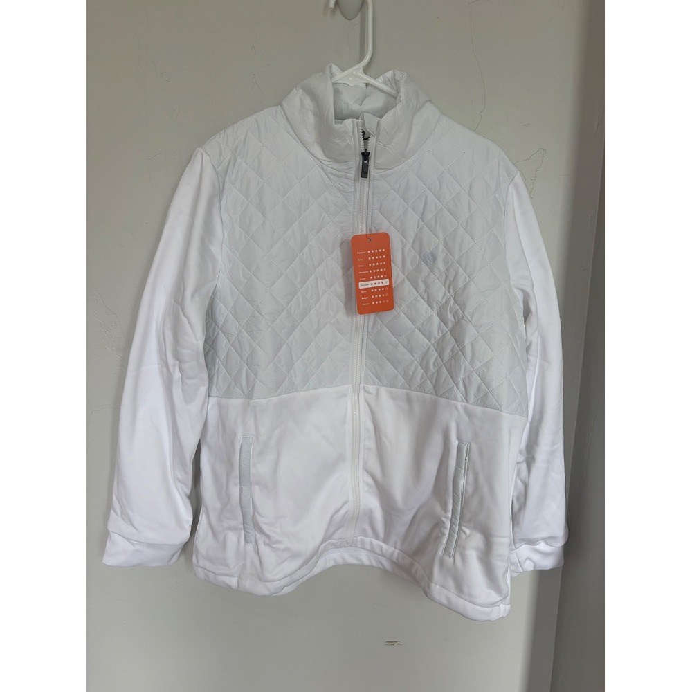 MoFiz Mens White Hybrid Golf Jacket Quilted Full Zip Lightweight Active US XL